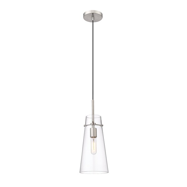 Z-Lite Kira Pendant, 1-Light, 6.5 In.W x 13 In.H, Brushed Nickel/Clear 7508P-BN - main